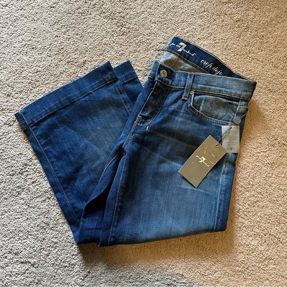 NWT 7 For All Mankind 7FAM Cropped Dojo Flare Leg Jean Trousers 29 - Picture 1 of 8